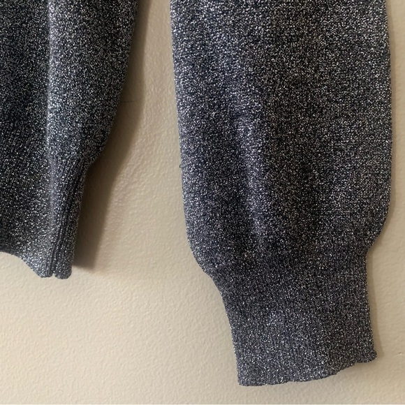 Vintage Metallic Silver Long Sleeve Turtle/High Neck Silver Top Size Small - Picture 9 of 10